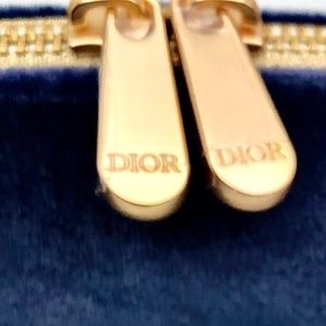 Dior | Bags | Dior Navy Blue Velvet Makeup Bag Gold Zipper New | Poshmark